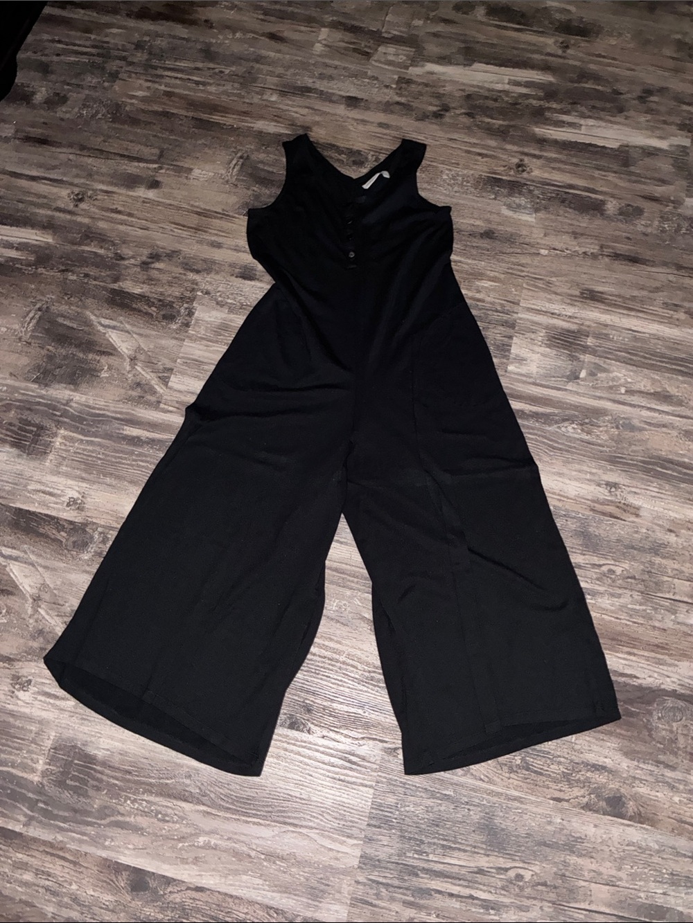 LOGO by Lori Goldstein Black Wide-Leg Sleeveless Romper Jumpsuit